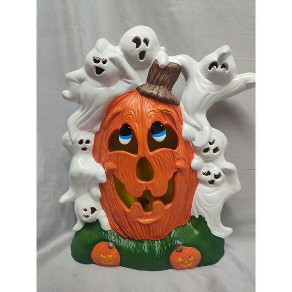 Ghost And Pumpkin Ceramic Halloween Decoration Spooky Season Decoration - Picture 1 of 8